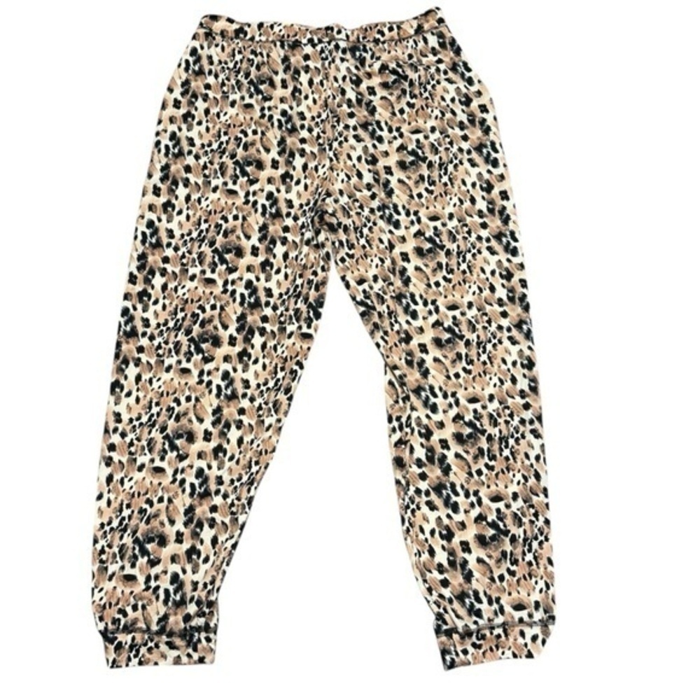 NWT Women’s Black Brown Animal Print Jogger Lounge Pant XL